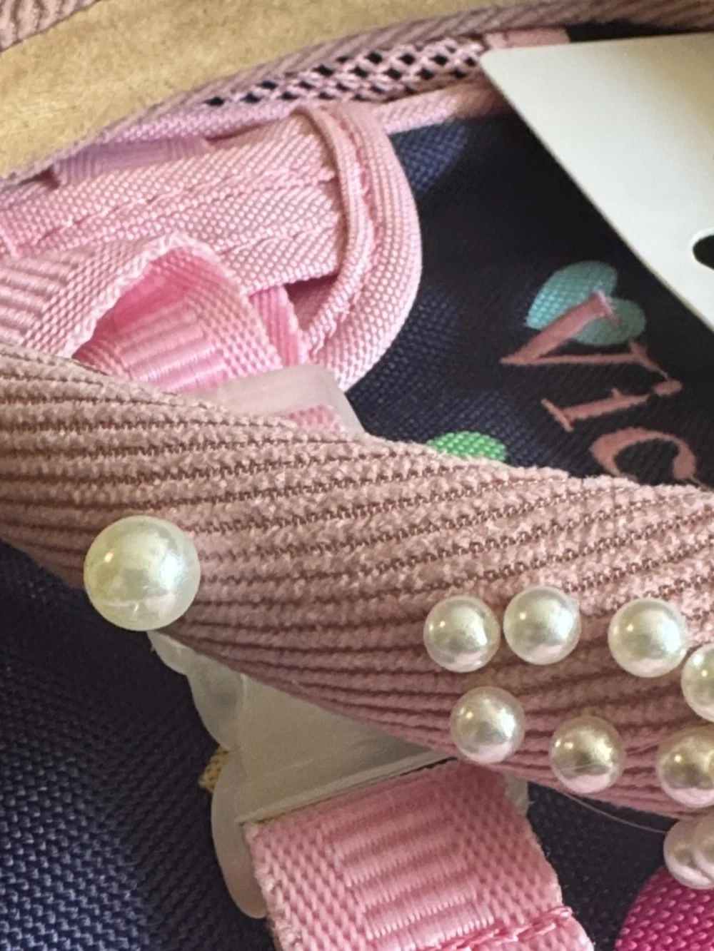 Pearl-Embellished Pink Padded Headband
